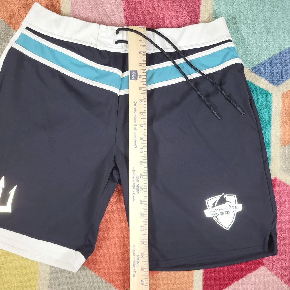 Alphalete Athletics Athletic Shorts Dark Blue White Teal Logo Mens‎ Large
